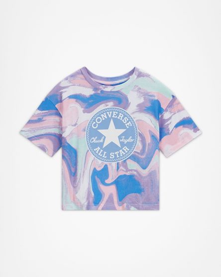 Dívčí T-Shirts Converse Dye Printed Chuck Taylor Patch Boxy Královská Modrá | CZ WVGN51